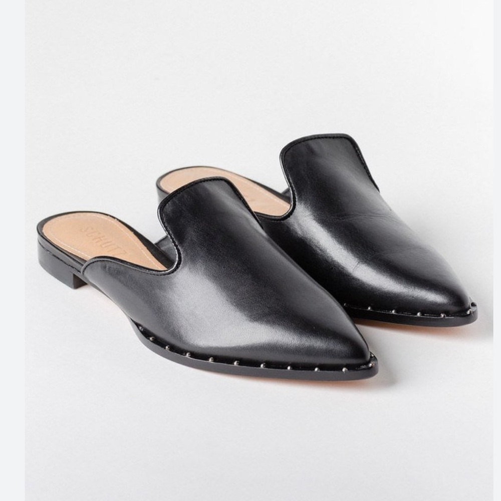 SCHUTZ Black Leather Mules